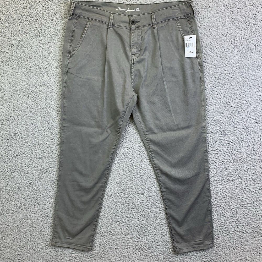 Mavi Jeans Mens 31X24 Pleated Dusty Olive (Greenish Gray) Straight Denim Sz 27‎
